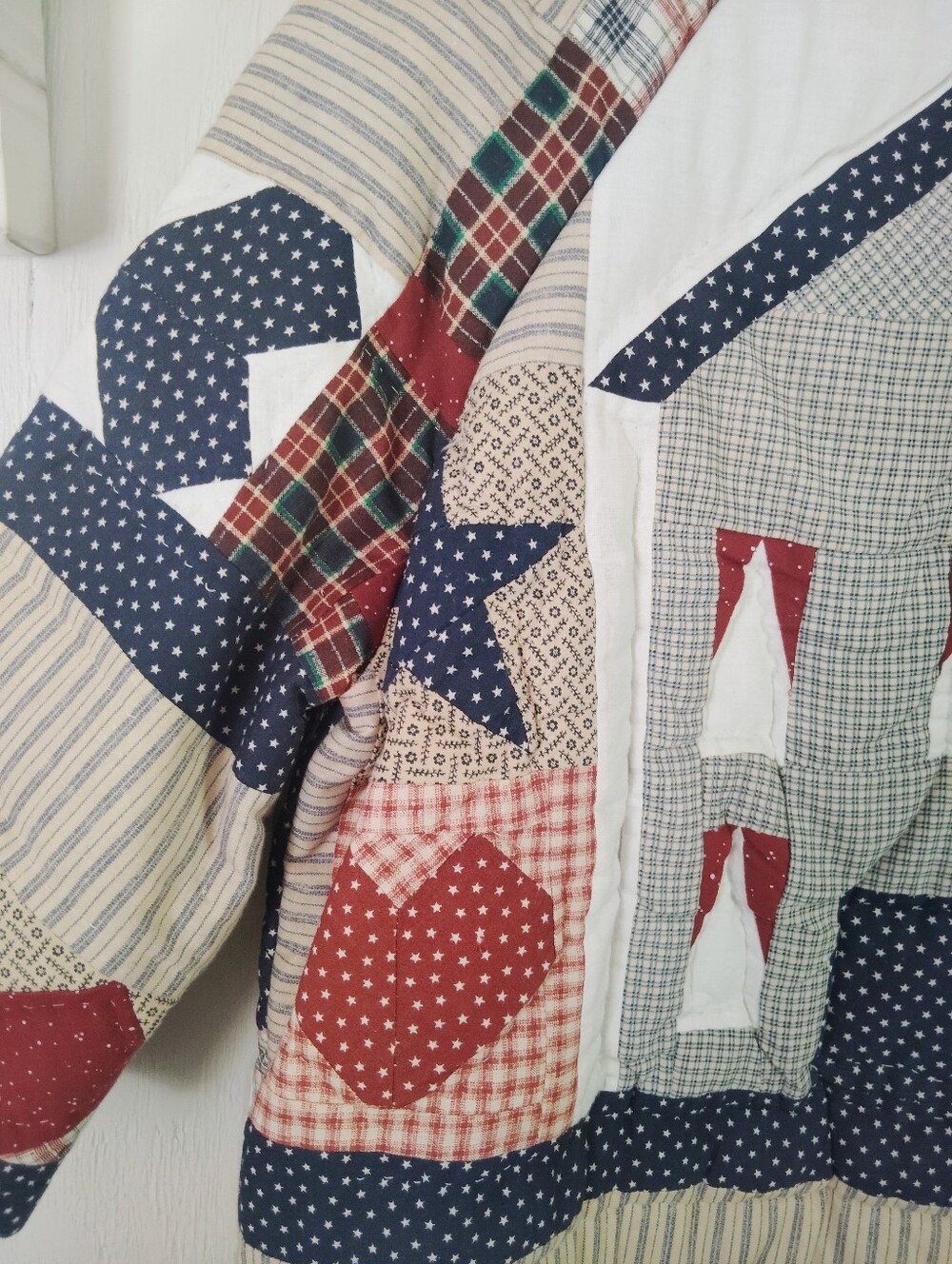 Handmade Quilted Patriotic Country Pattern Open Front Top. - Picture 6 of 7